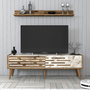 Hanah Home Valensiya 140 Mueble de TV 140cm Nogal, Blanco y Mármol